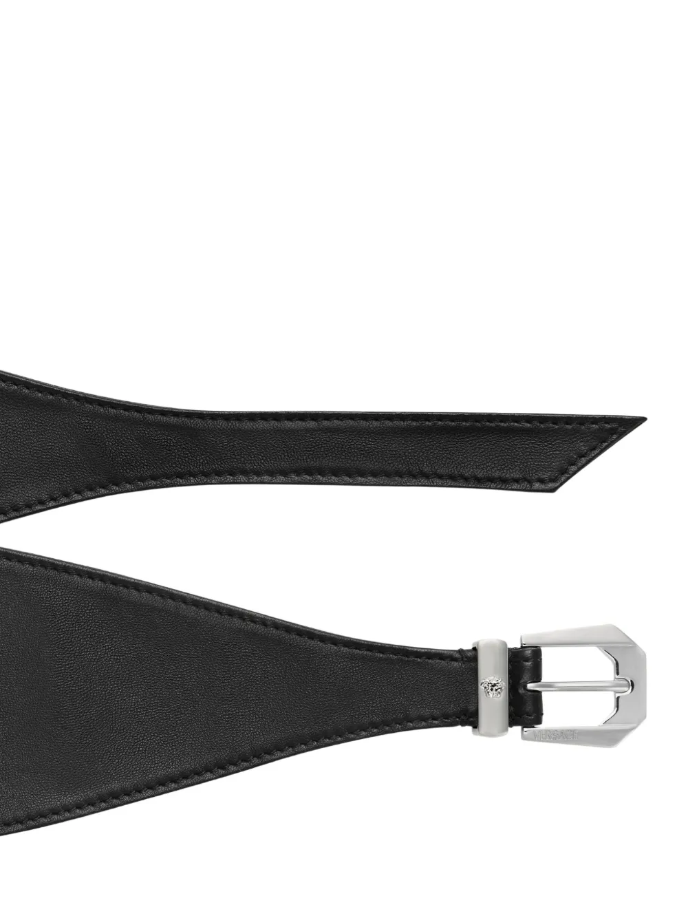 Versace knotted leather wide belt - Zwart