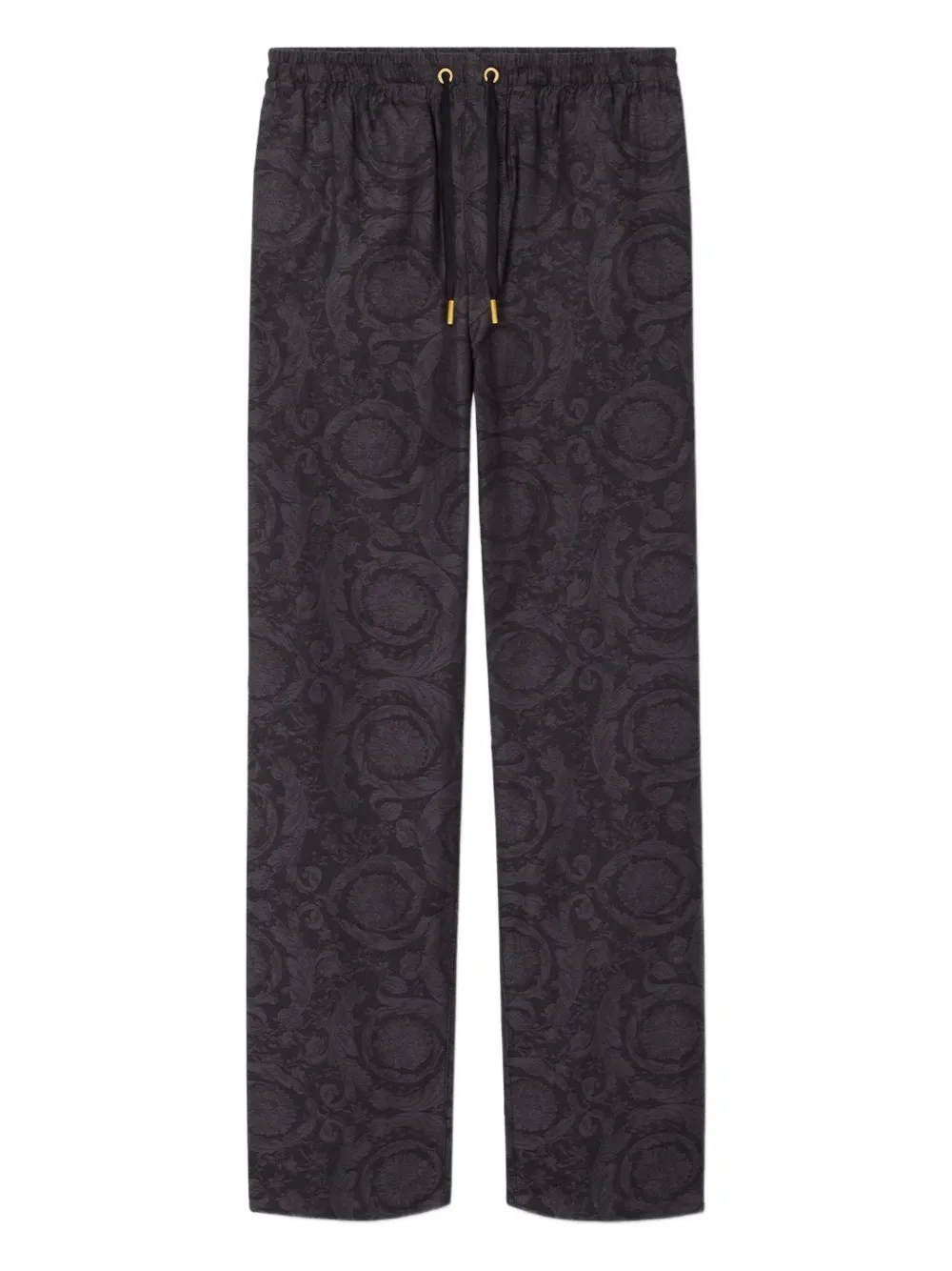 Versace Broek met barokprint en trekkoord Zwart