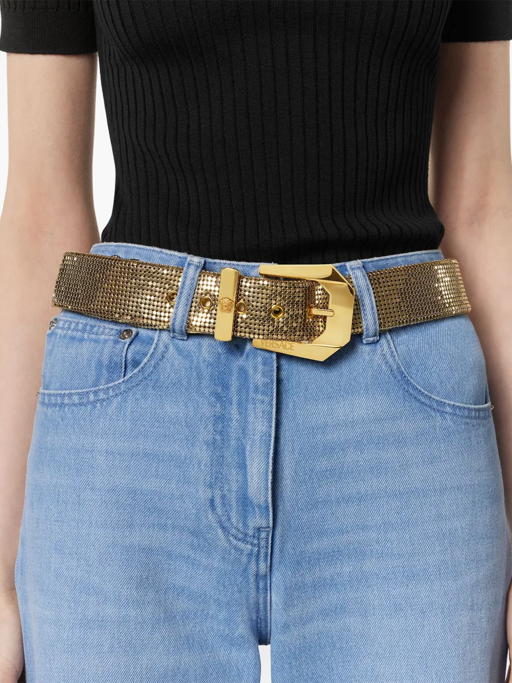 Versace Metallic riem verfraaid met maliën Goud