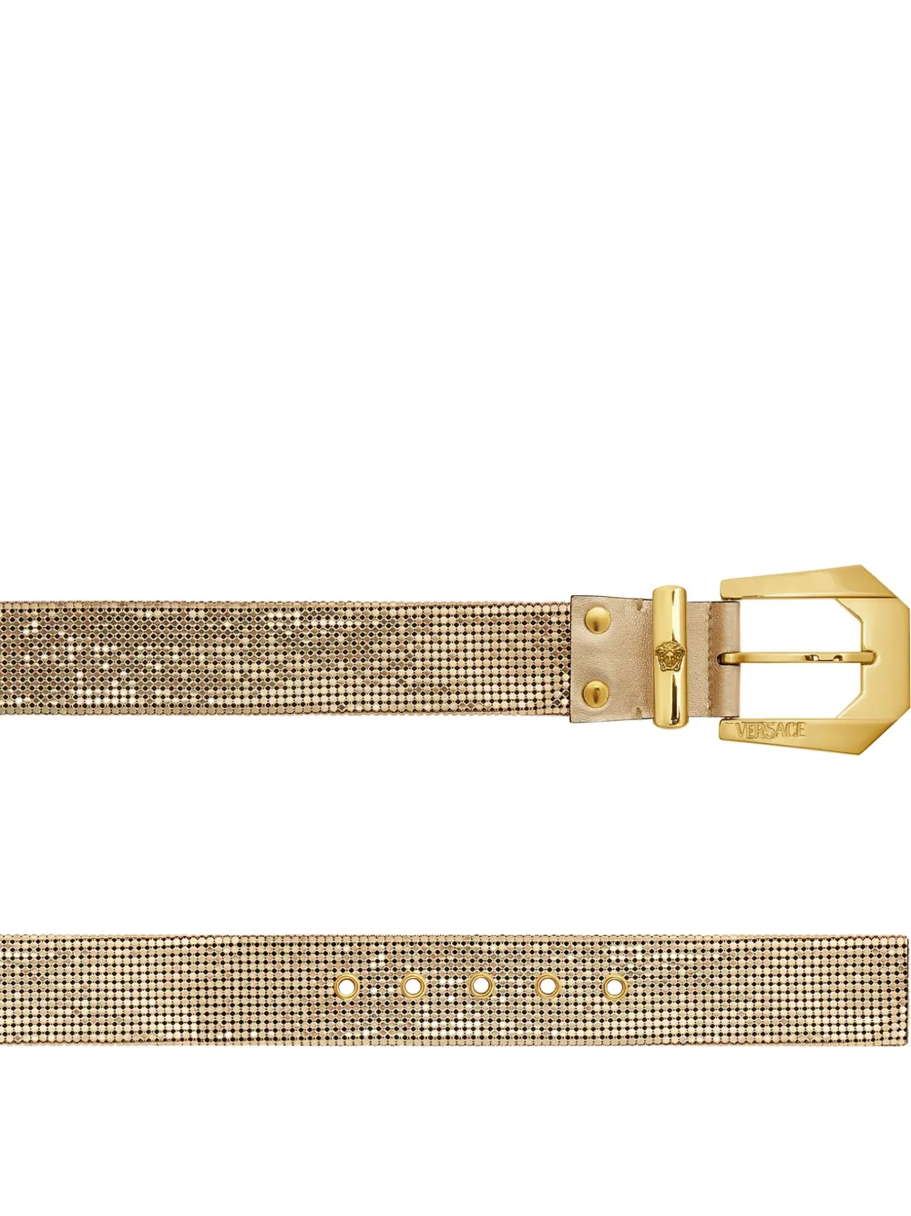 Versace Metallic riem verfraaid met maliën - Goud