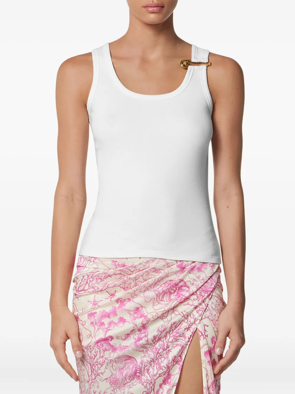 Versace Safety Pin geribbelde tanktop Wit