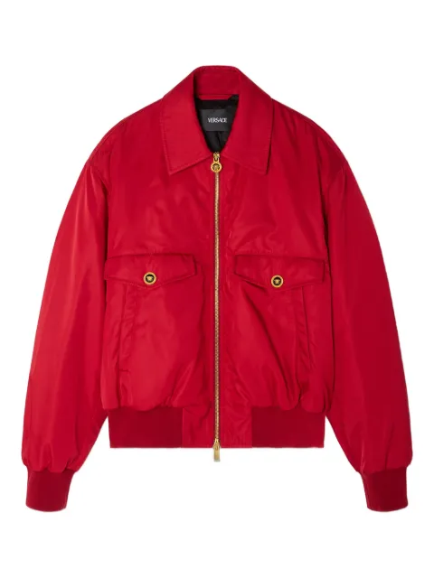 Versace gold-zip ribbed-cuff bomber jacket