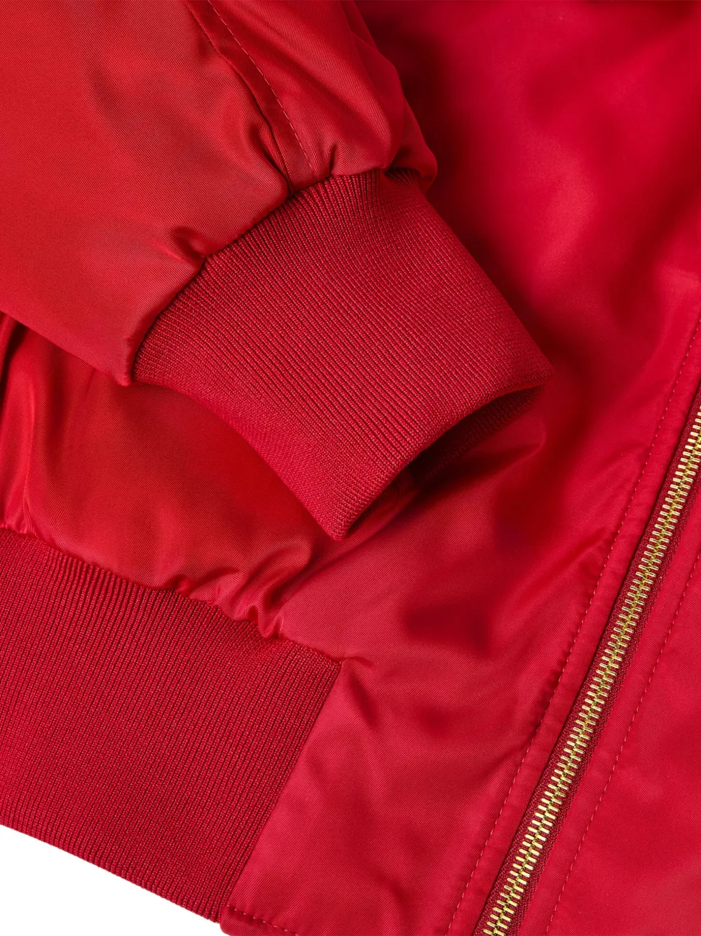 Versace Gold-zip Ribbed-cuff Bomber Jacket In Red