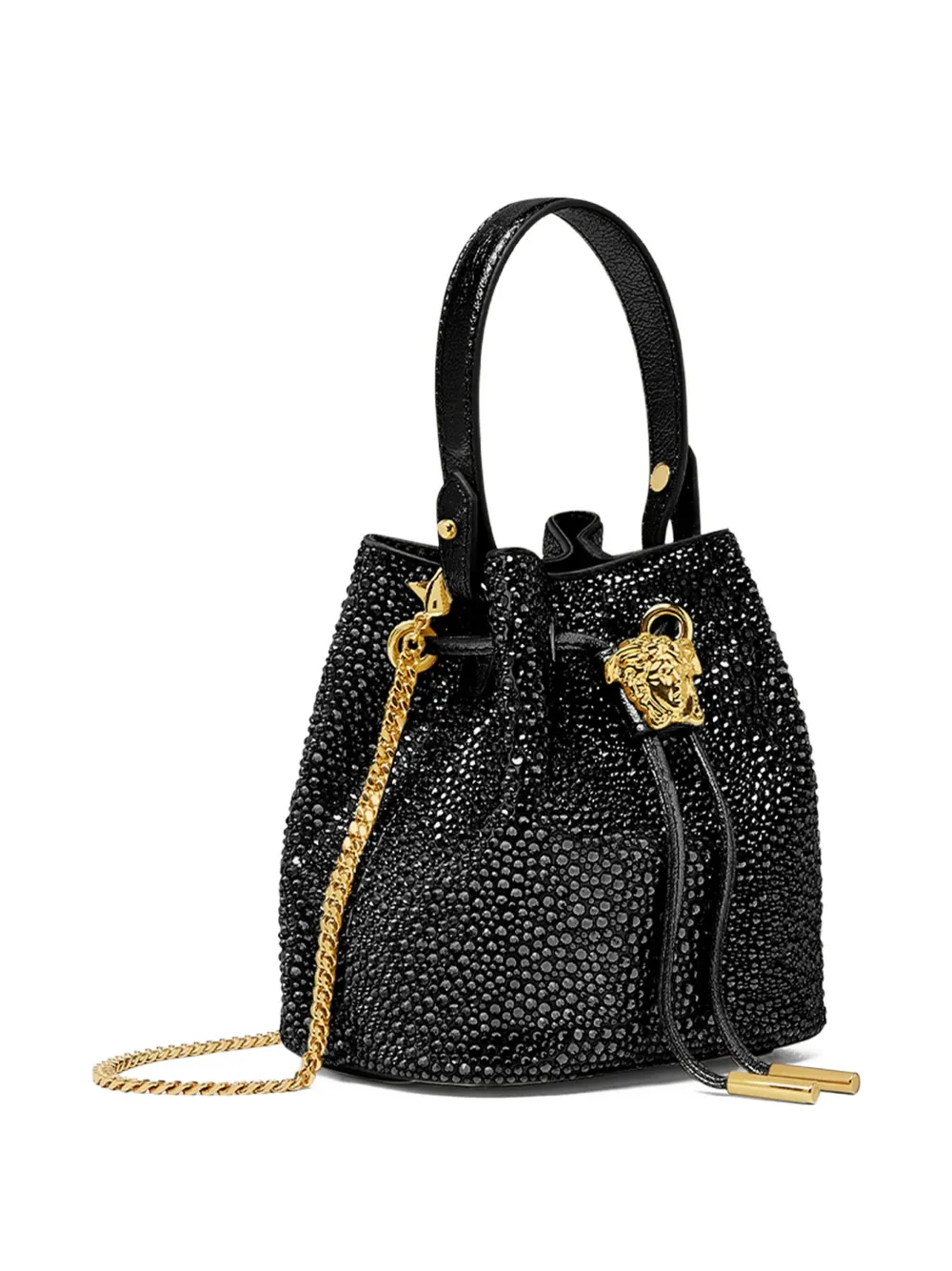 Versace La Medusa crystal-embellished mini bucket bag Zwart