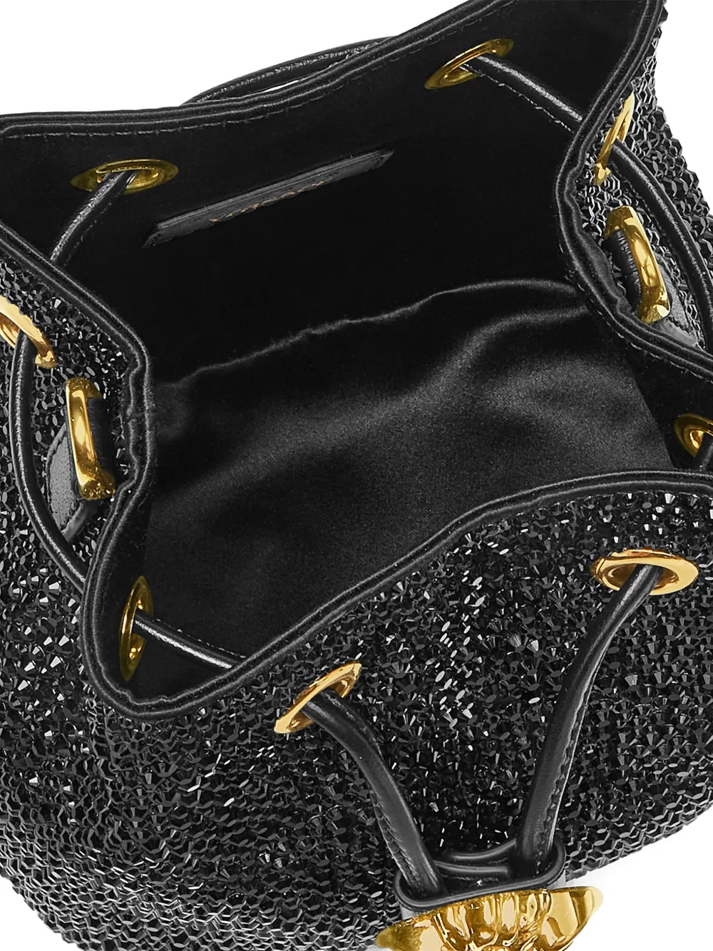 Versace La Medusa crystal-embellished mini bucket bag Zwart