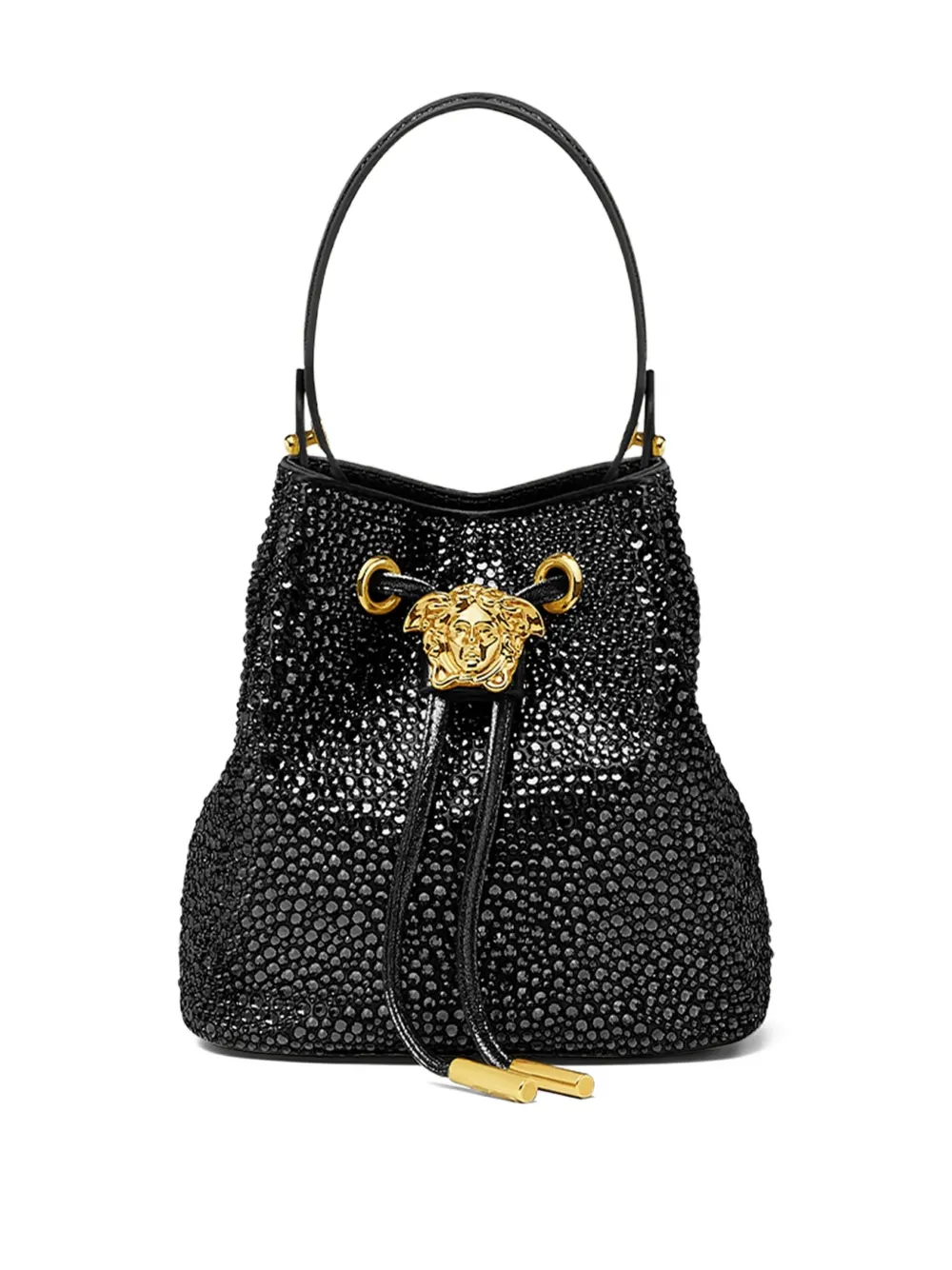 Versace La Medusa crystal-embellished mini bucket bag Zwart