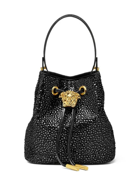Versace La Medusa crystal-embellished mini bucket bag