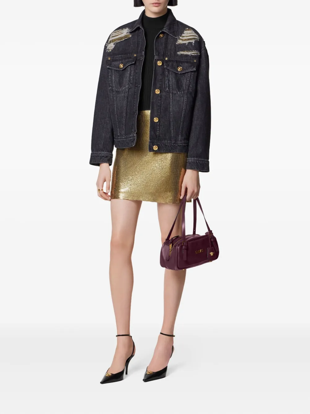 Versace Mini-rok met pailletten Goud