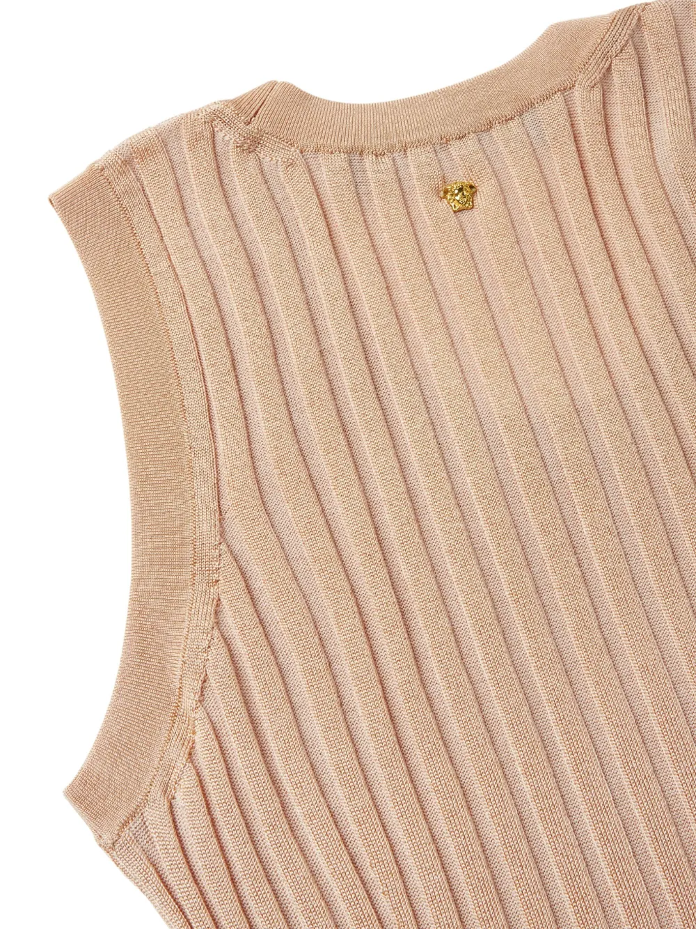 Versace ribbed sleeveless top Beige