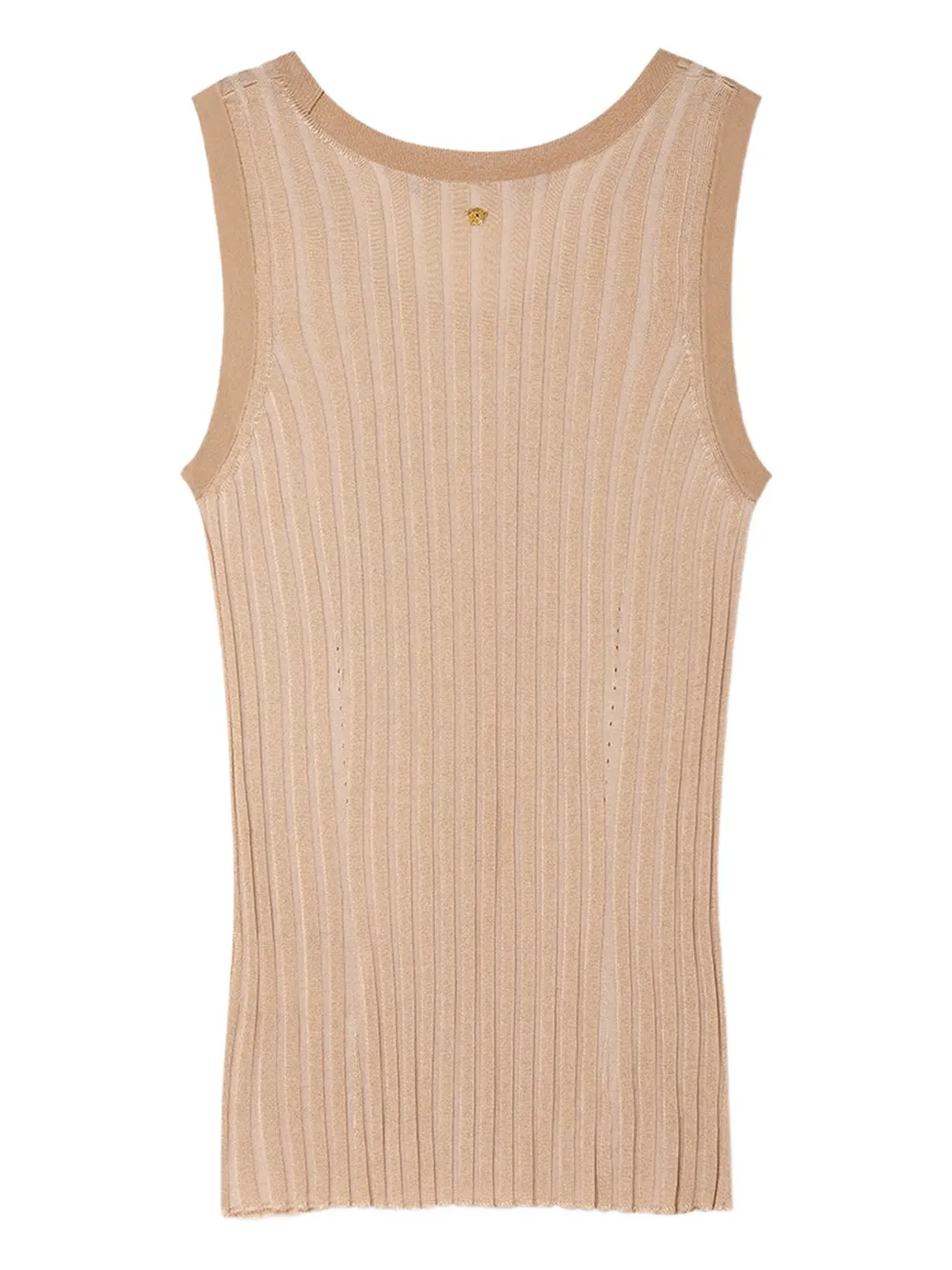 Versace ribbed sleeveless top Beige