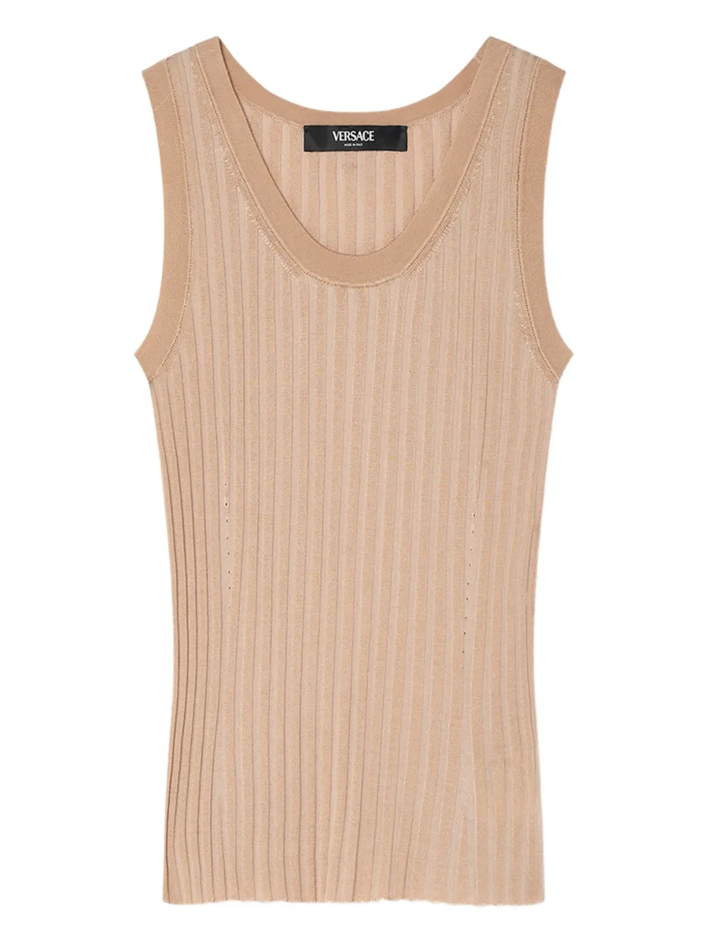 Versace ribbed sleeveless top Beige