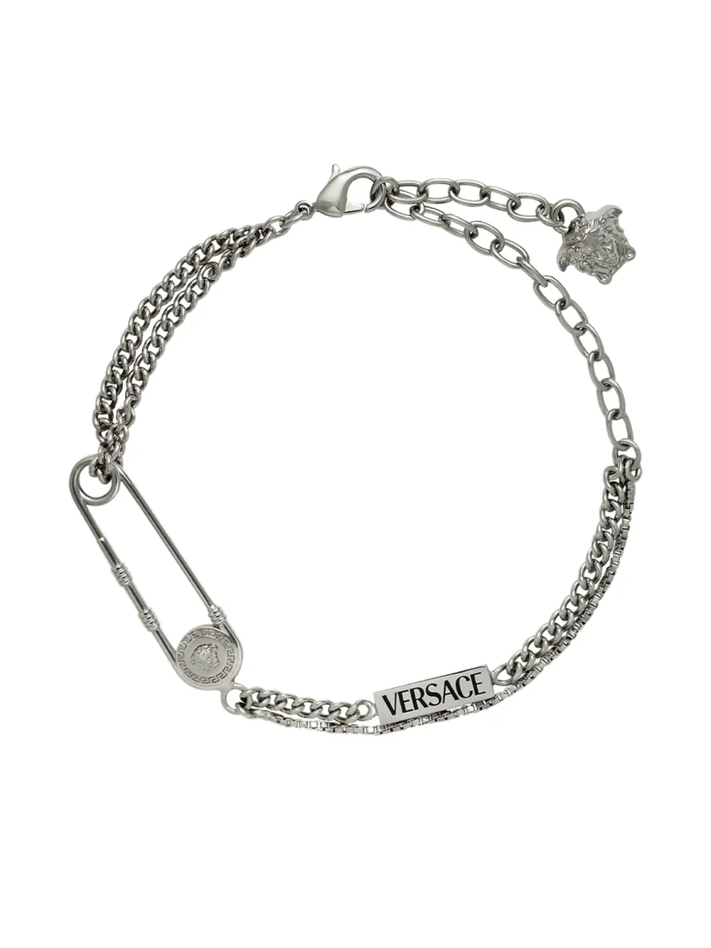 Versace Bracciale con logo inciso - Argento