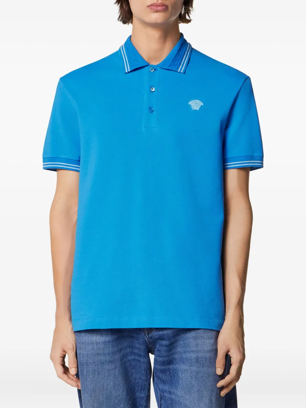 Versace Poloshirt met Medusa-logo Blauw