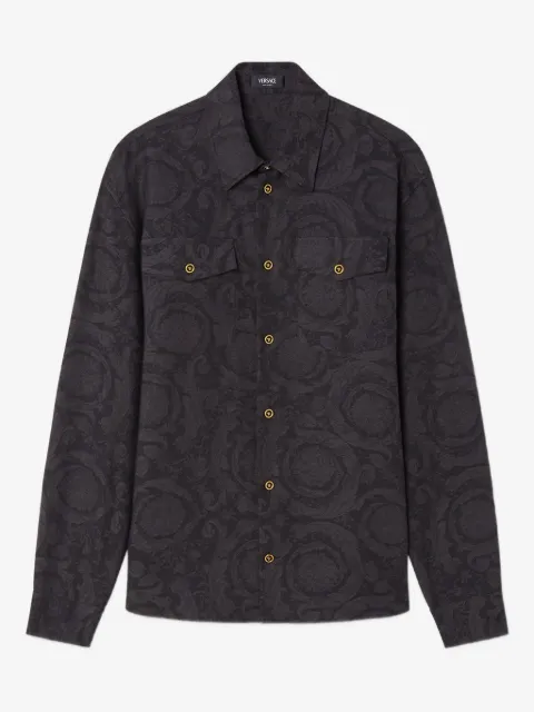 Versace Barocco jacquard chambray shirt