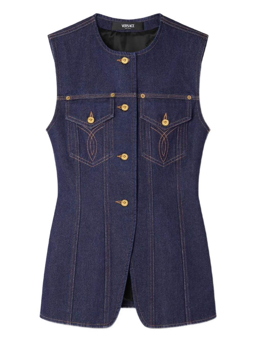 Versace Button-up denim top Blauw