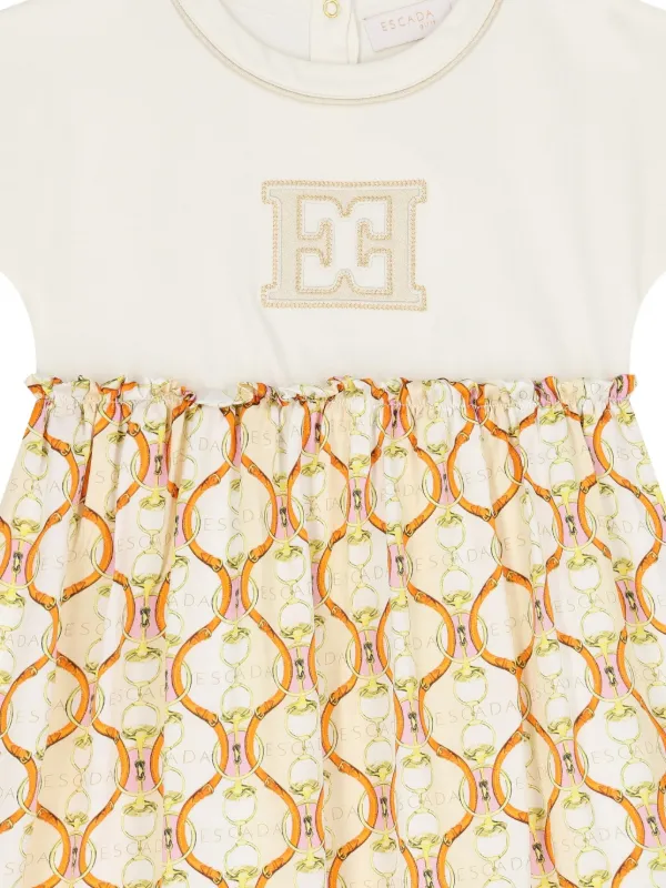 Escada Kids logo-embroidered Smock Dress | White