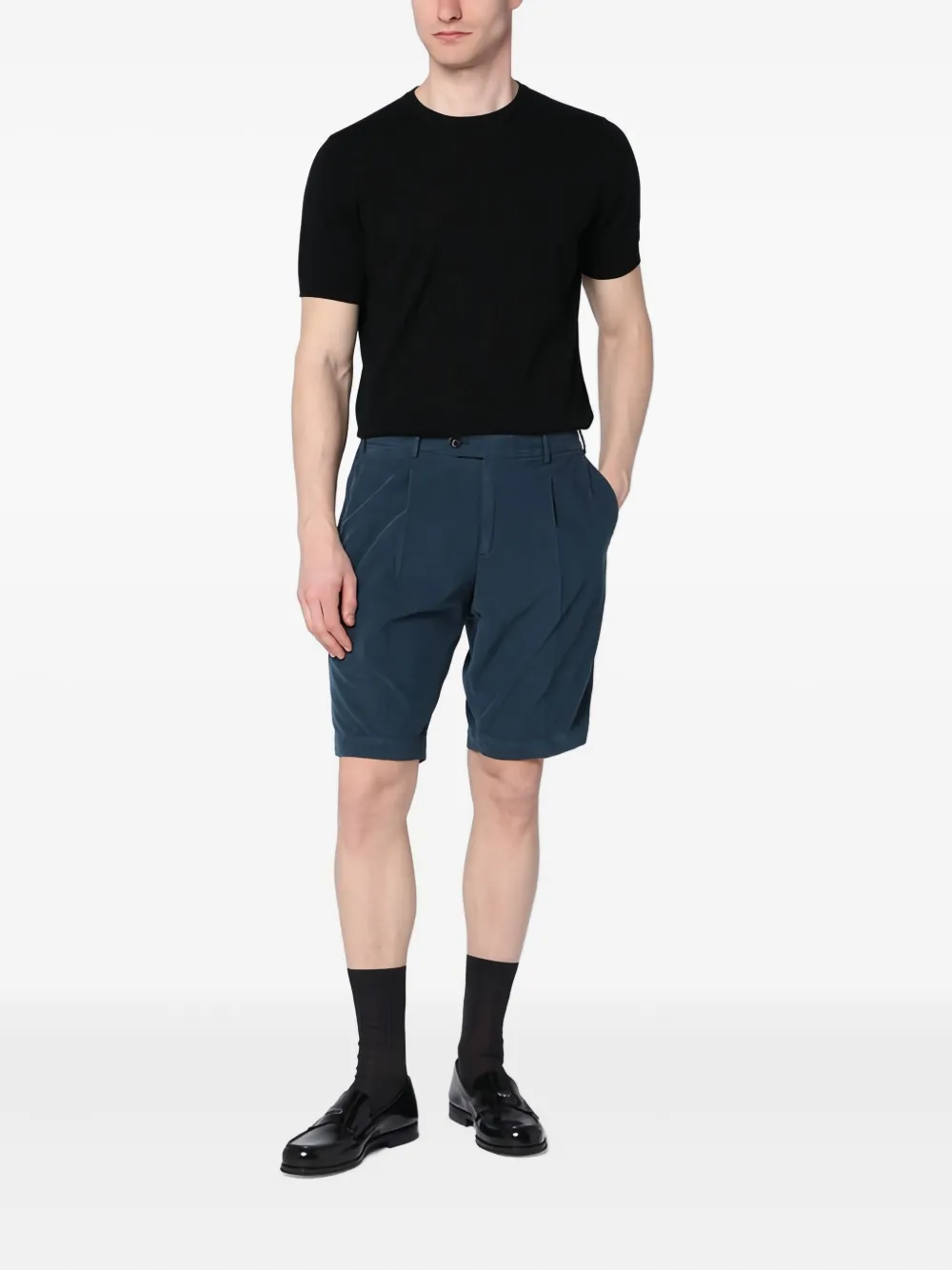 PT Torino Geplooide bermuda shorts Blauw