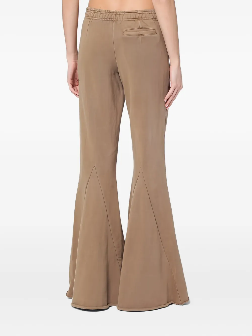 Entire Studios Cotton Flared Trousers Elastic Waistband Seam Legs In Neutral