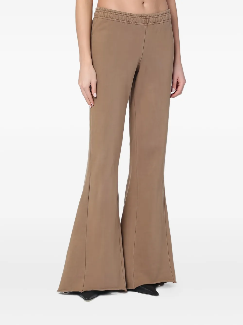 Entire Studios Cotton Flared Trousers Elastic Waistband Seam Legs In Neutral