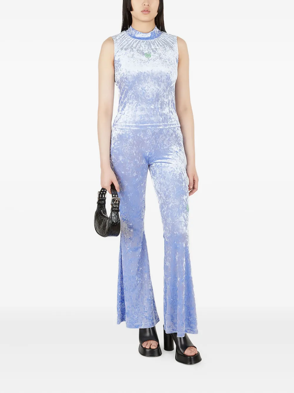 Perks And Mini crushed-velvet flared trousers - Paars
