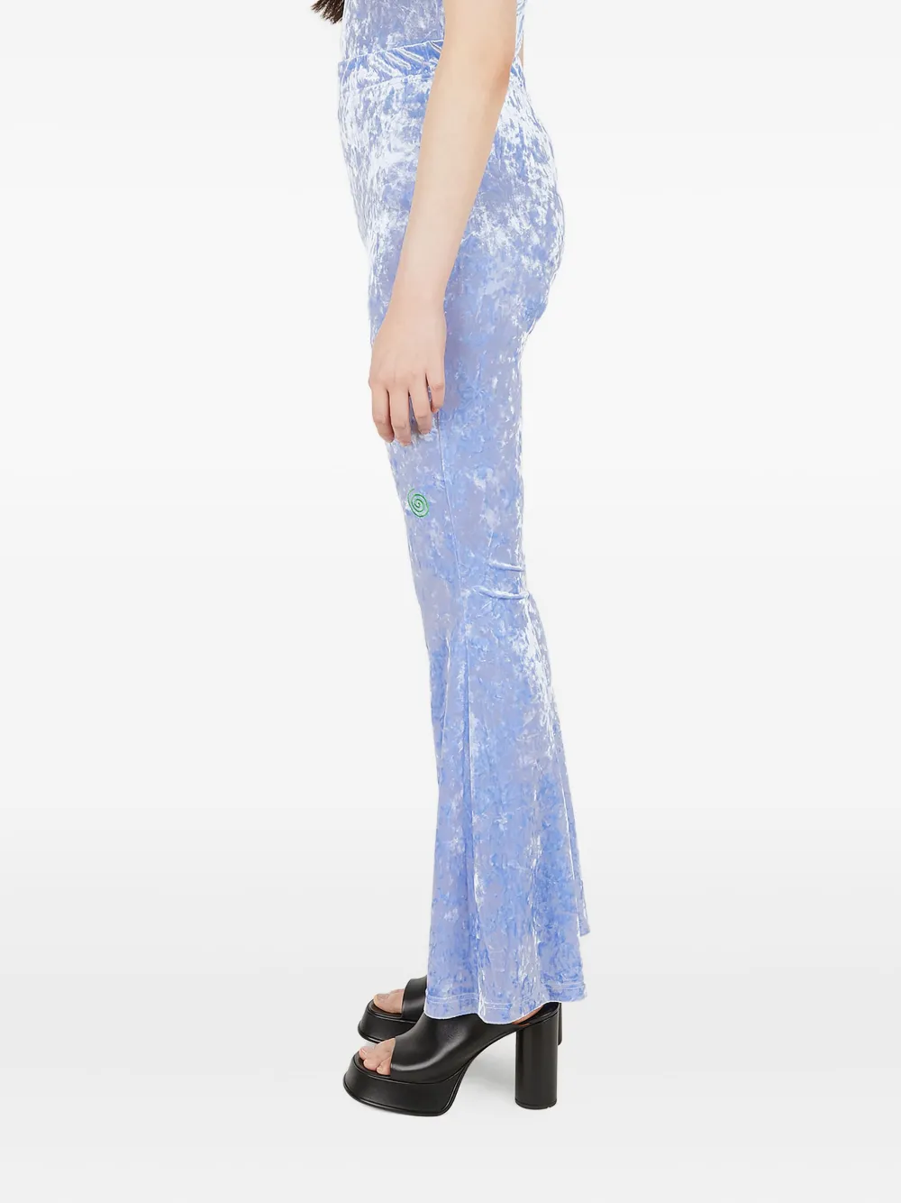 Perks And Mini P.a.m. High Waist Flared Velvet Trousers In Blue