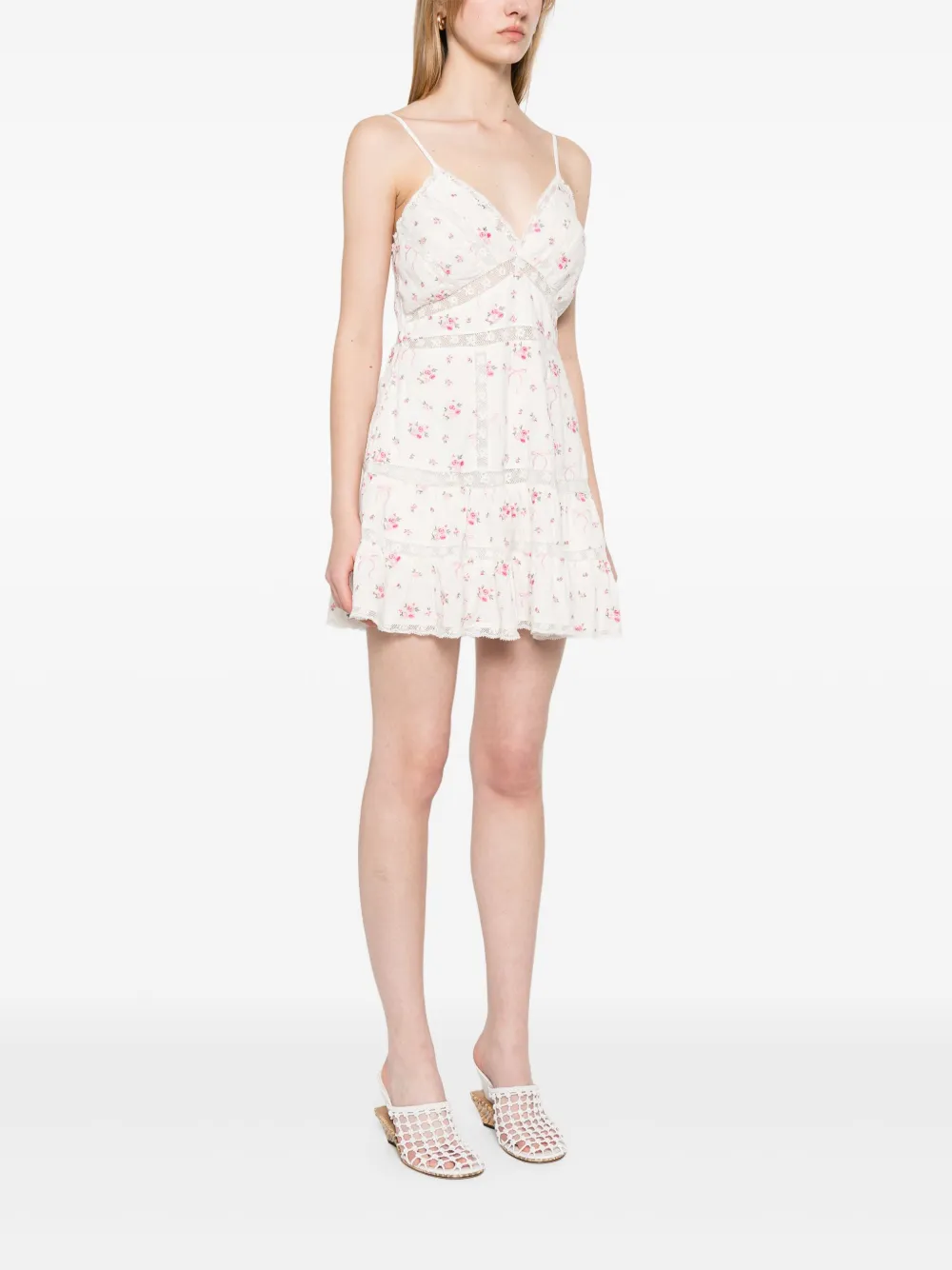 LoveShackFancy Solbina mini-jurk Wit
