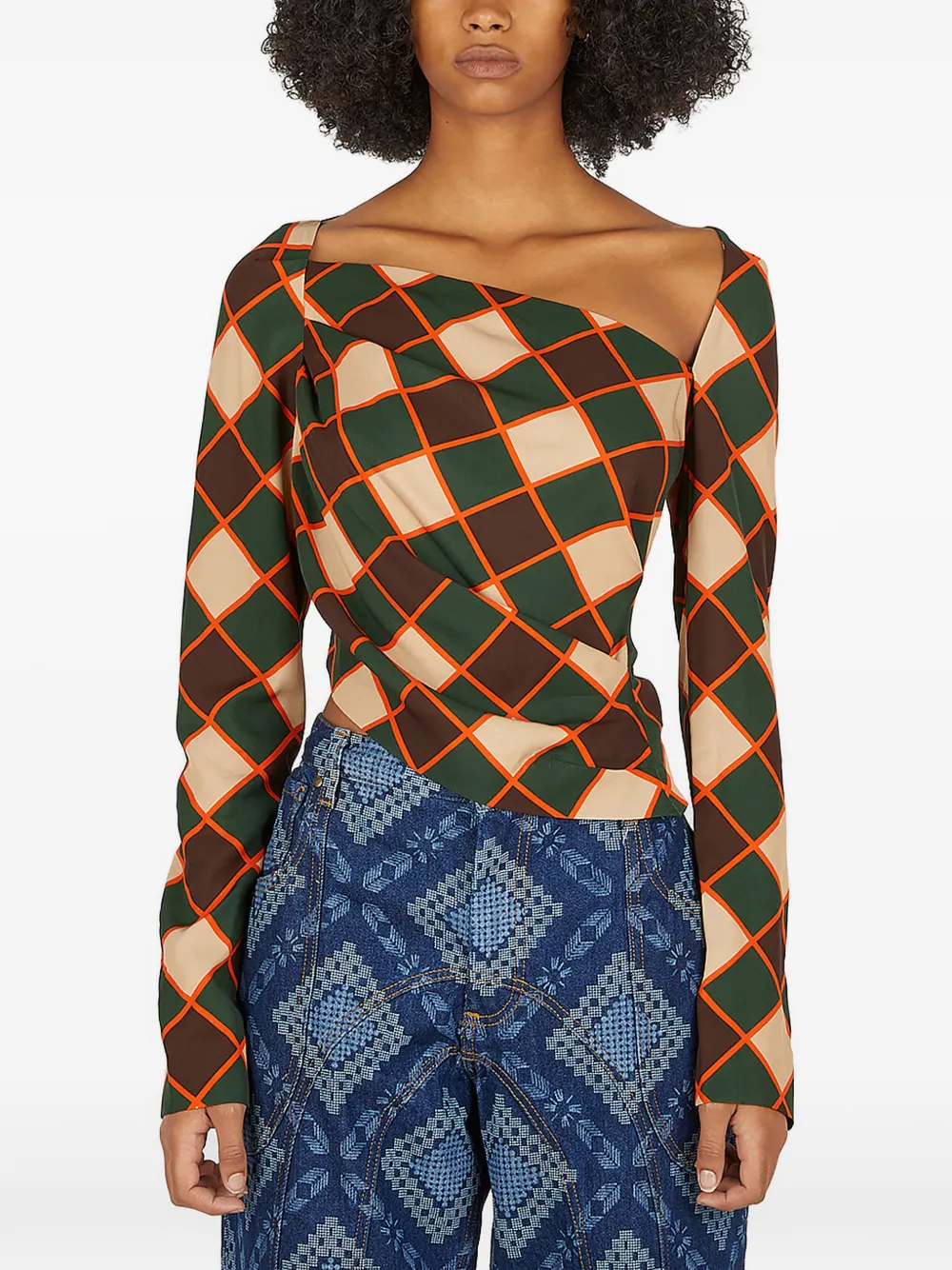 Ahluwalia Blusa asimmetrica - Verde