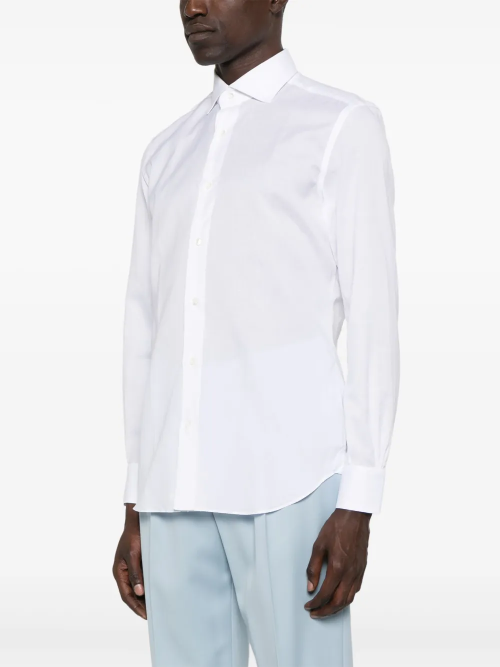 Mazzarelli Spread-collar Shirt In White