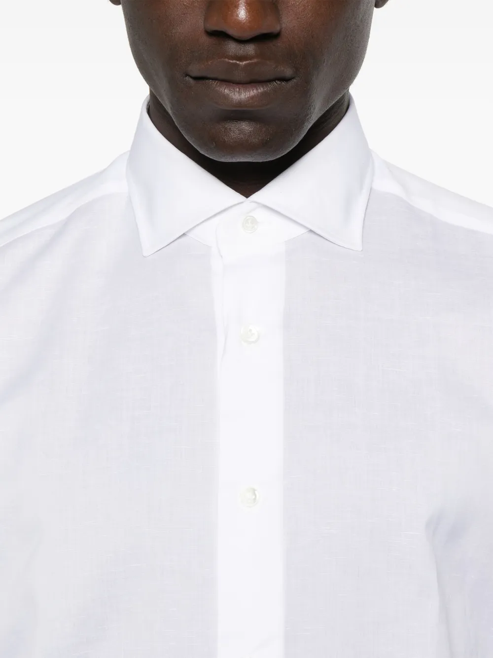 Mazzarelli Spread-collar Shirt In White