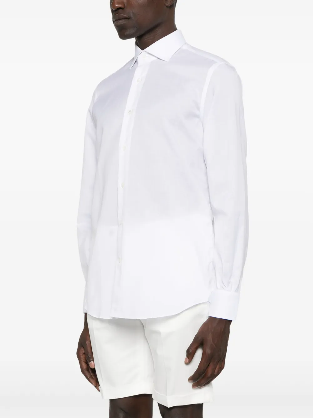 Mazzarelli Overhemd met gespreide kraag Wit