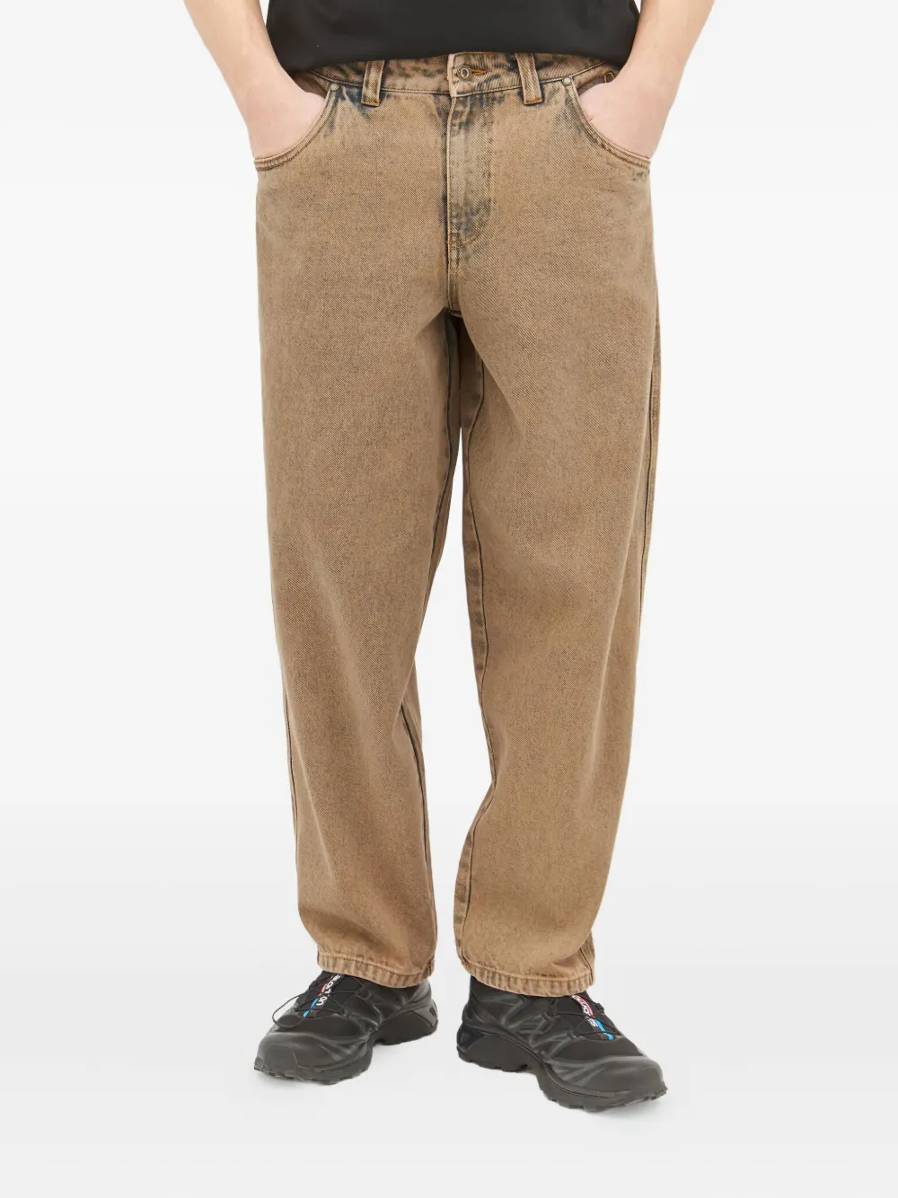 dime Jeans met geborduurd logo Bruin