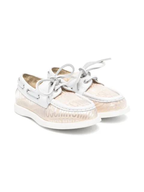 Moschino Kids seglarskor med logotyp i jacquard