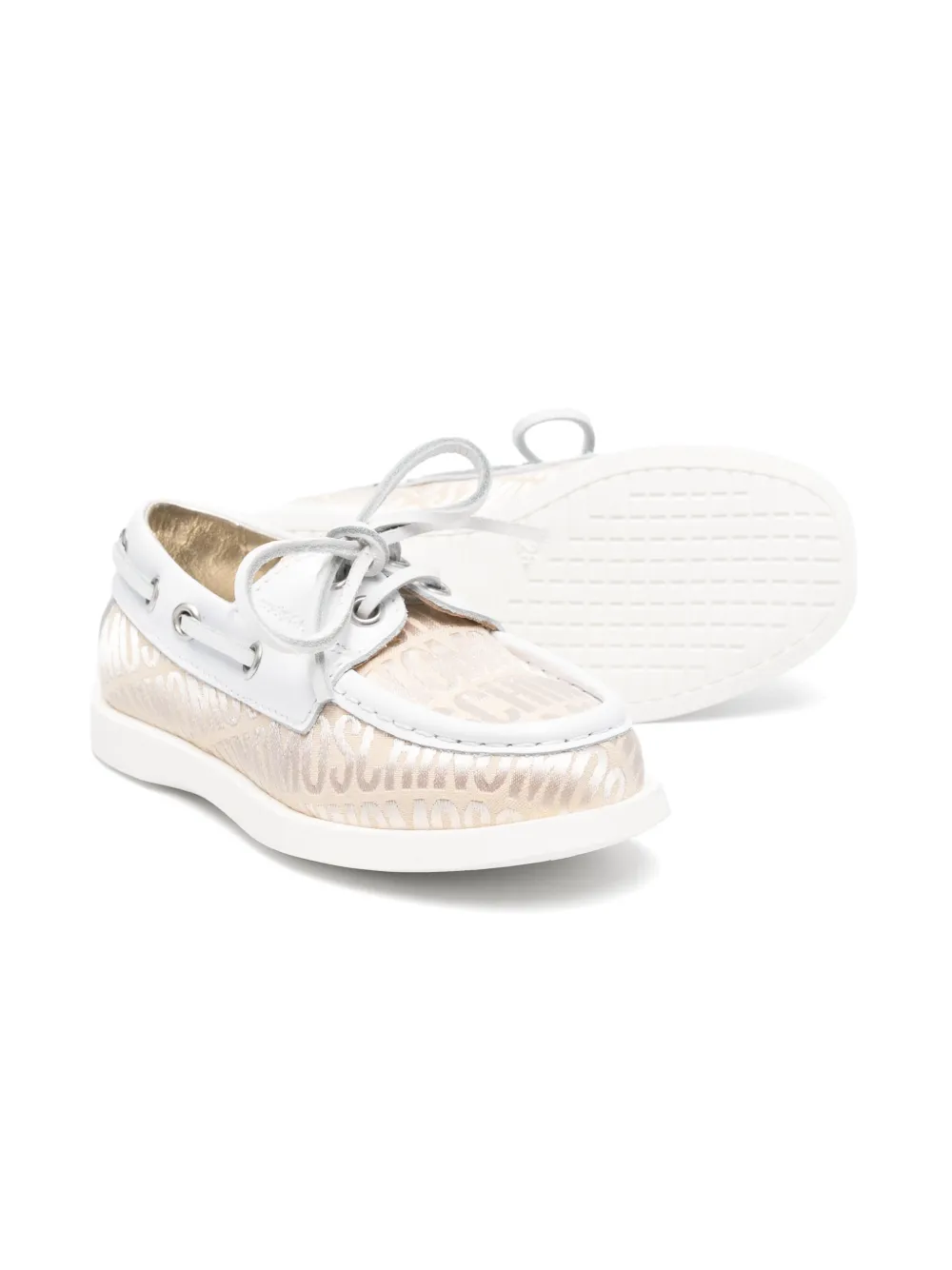 Moschino Kids logo-jacquard boat shoes Neutrals