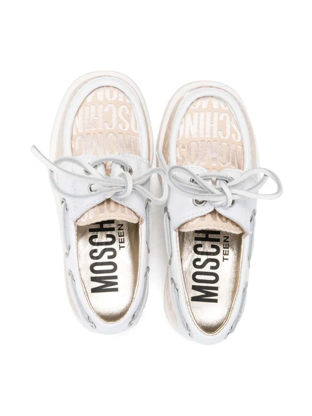 Moschino Kids logo-jacquard boat shoes Neutrals
