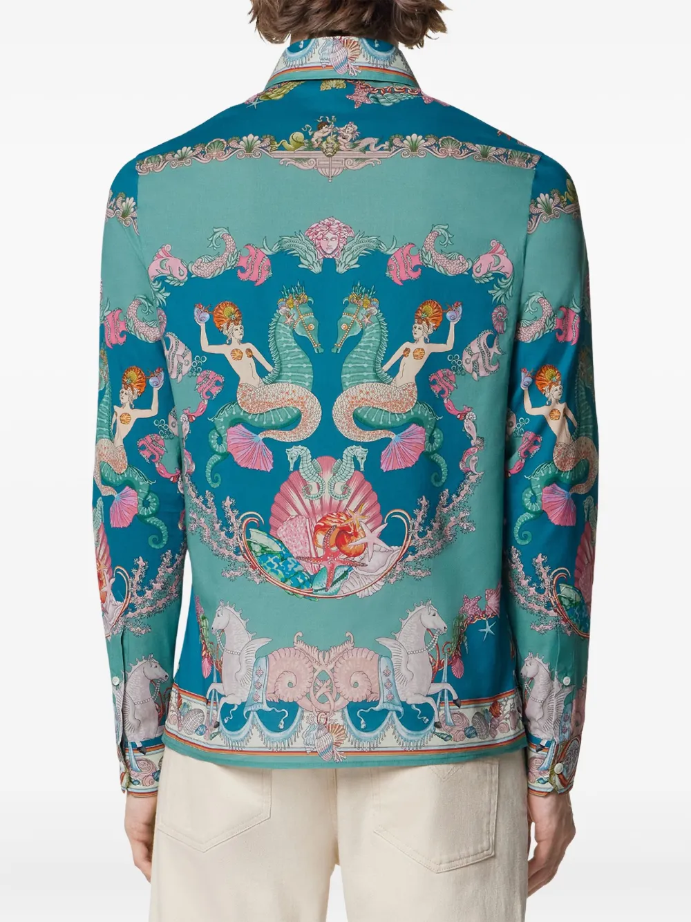 Versace Coral Theatre katoenen overhemd Blauw