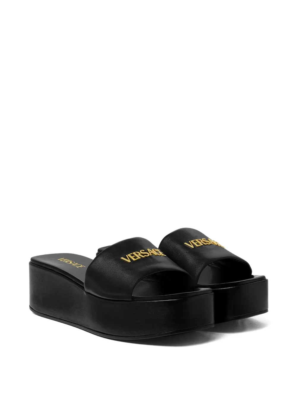 Versace 55 mm Logo platform mules Black