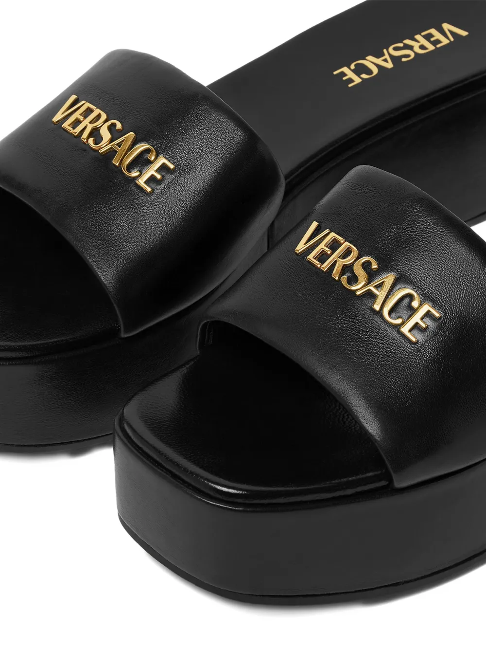 Versace 55 mm Logo platform mules Black
