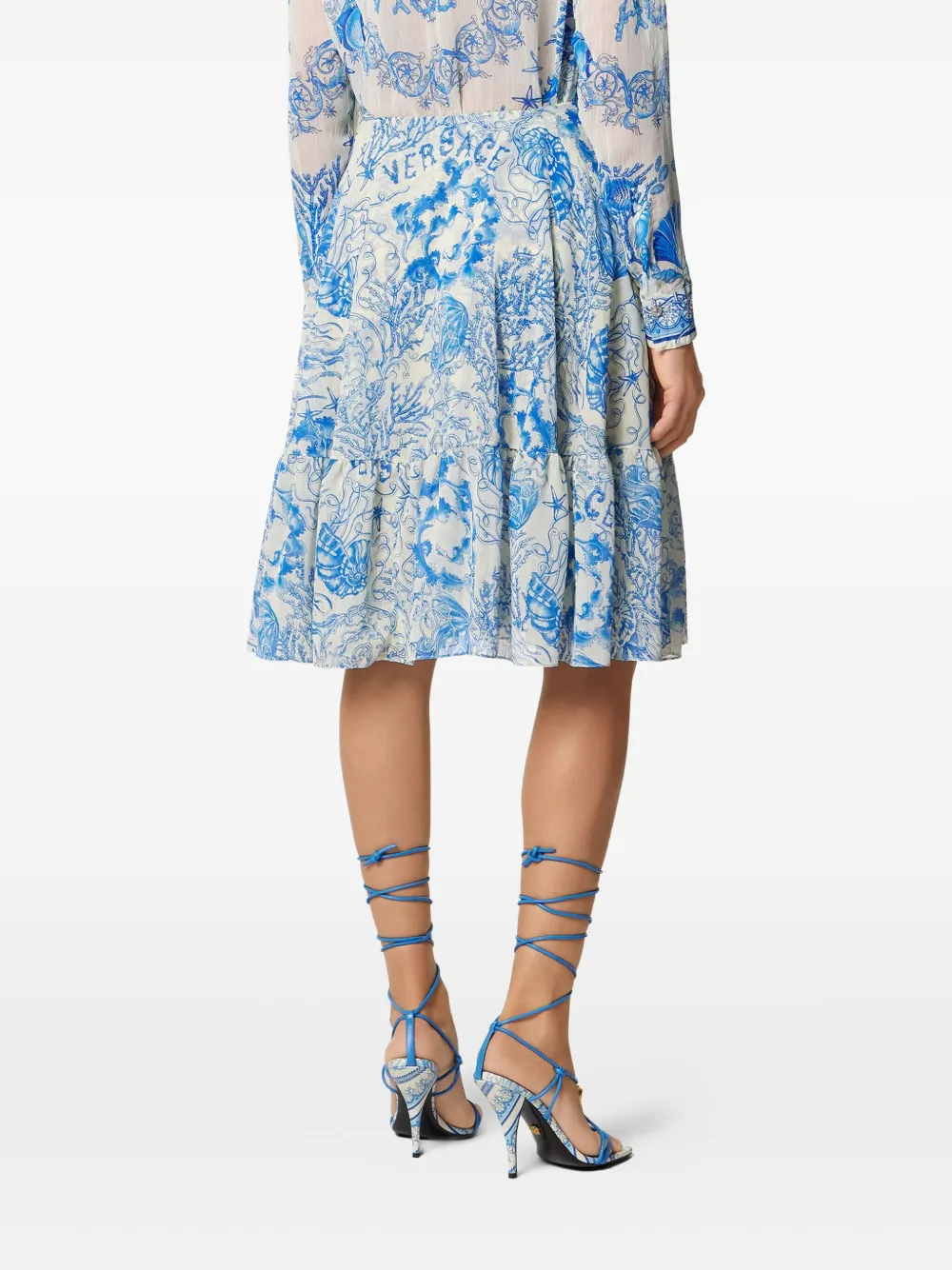 Versace Underwater Barocco Crêpe Midi Skirt