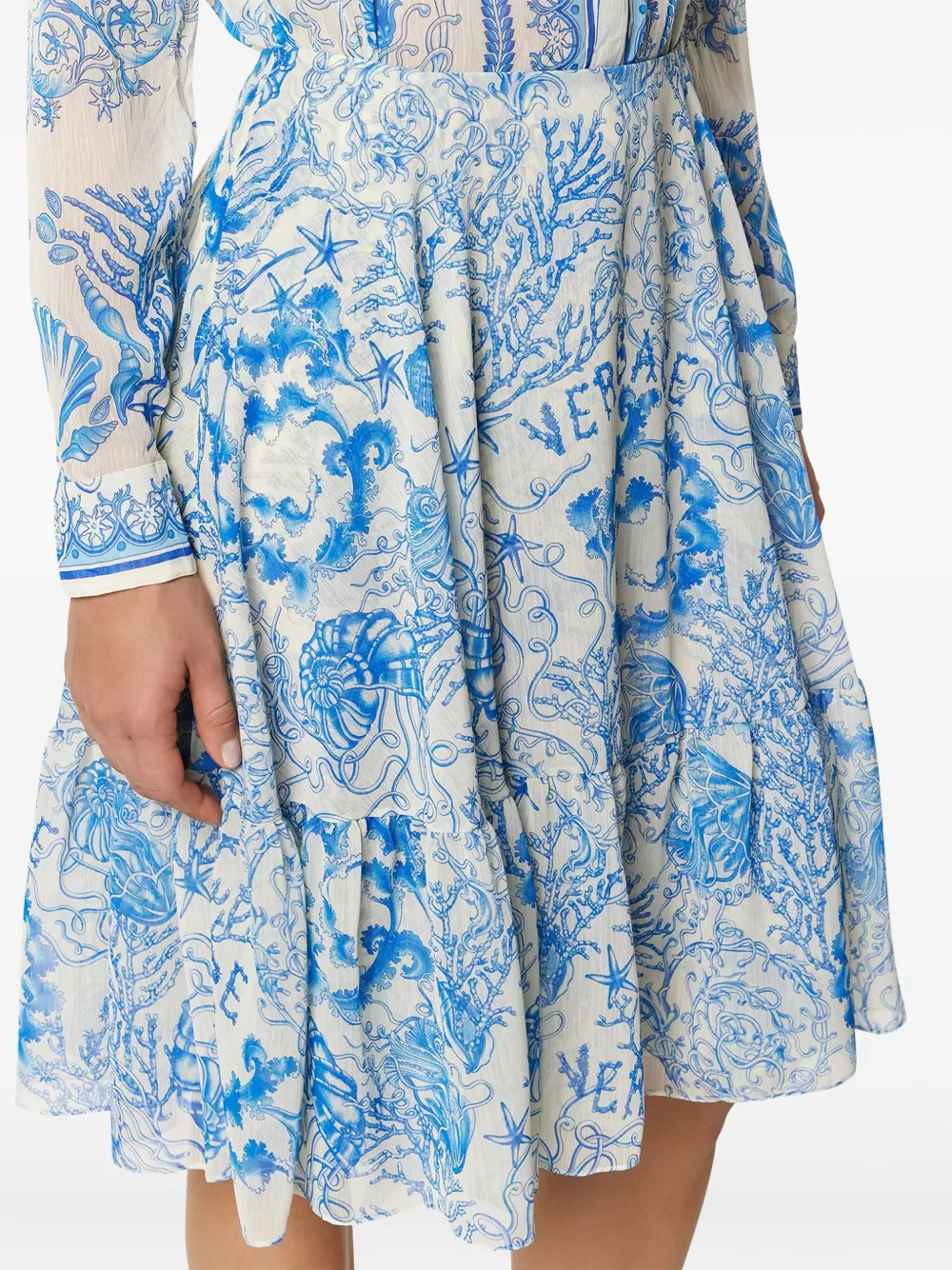 Versace Underwater Barocco Crêpe Midi Skirt