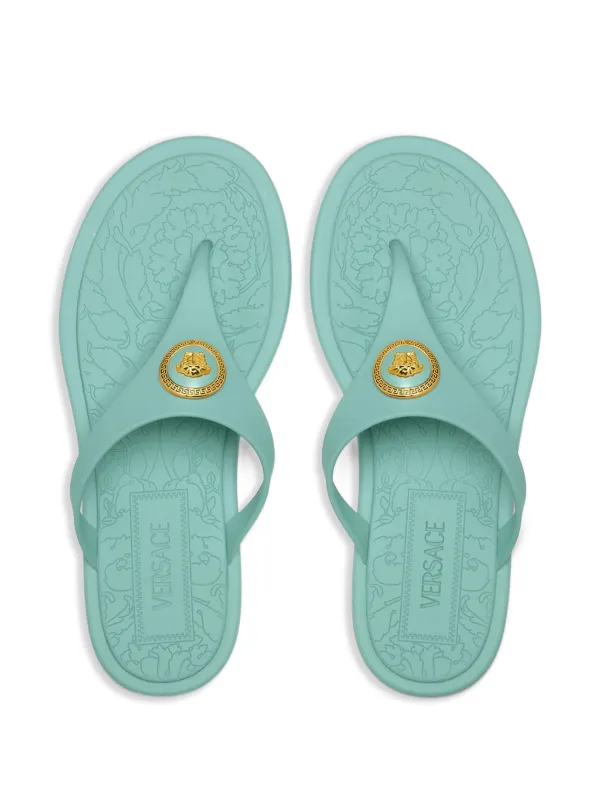 Versace Alia Embellished flip-flops | Green | FARFETCH