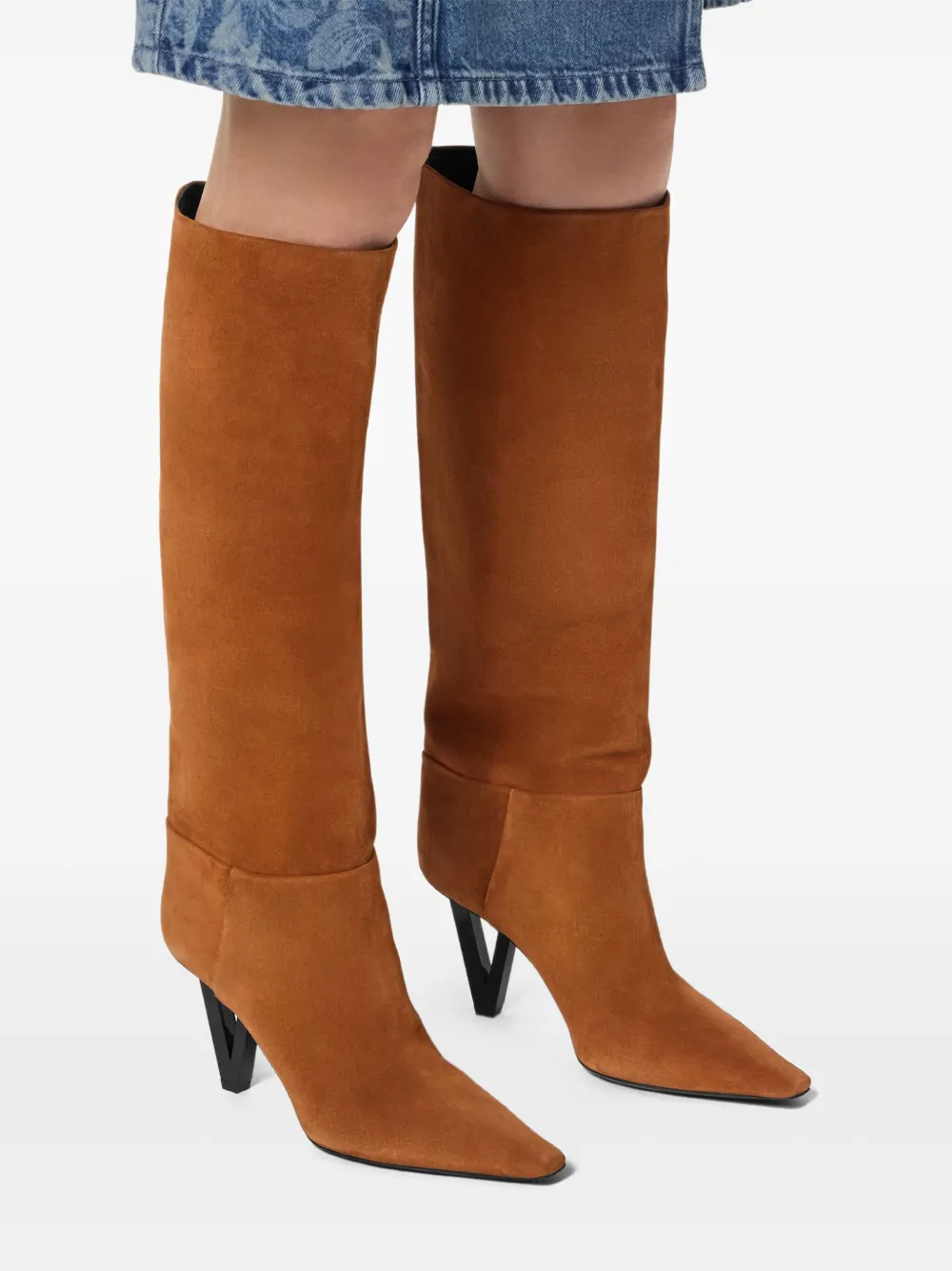 Versace pointed-toe knee-high boots Brown