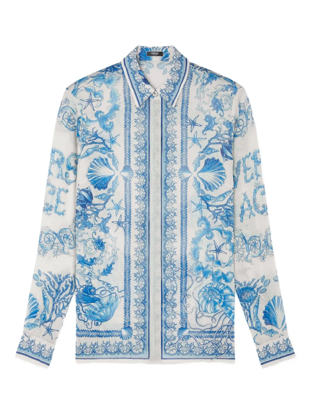 Versace Underwater Barocco crêpe blouse Beige