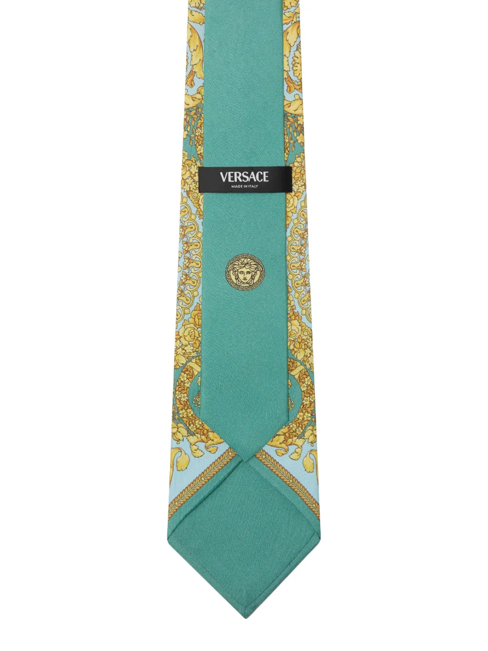Versace Barocco-patterned silk tie - Groen