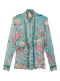 Versace Safety Pin Underwater Barocco draped shirt - Green