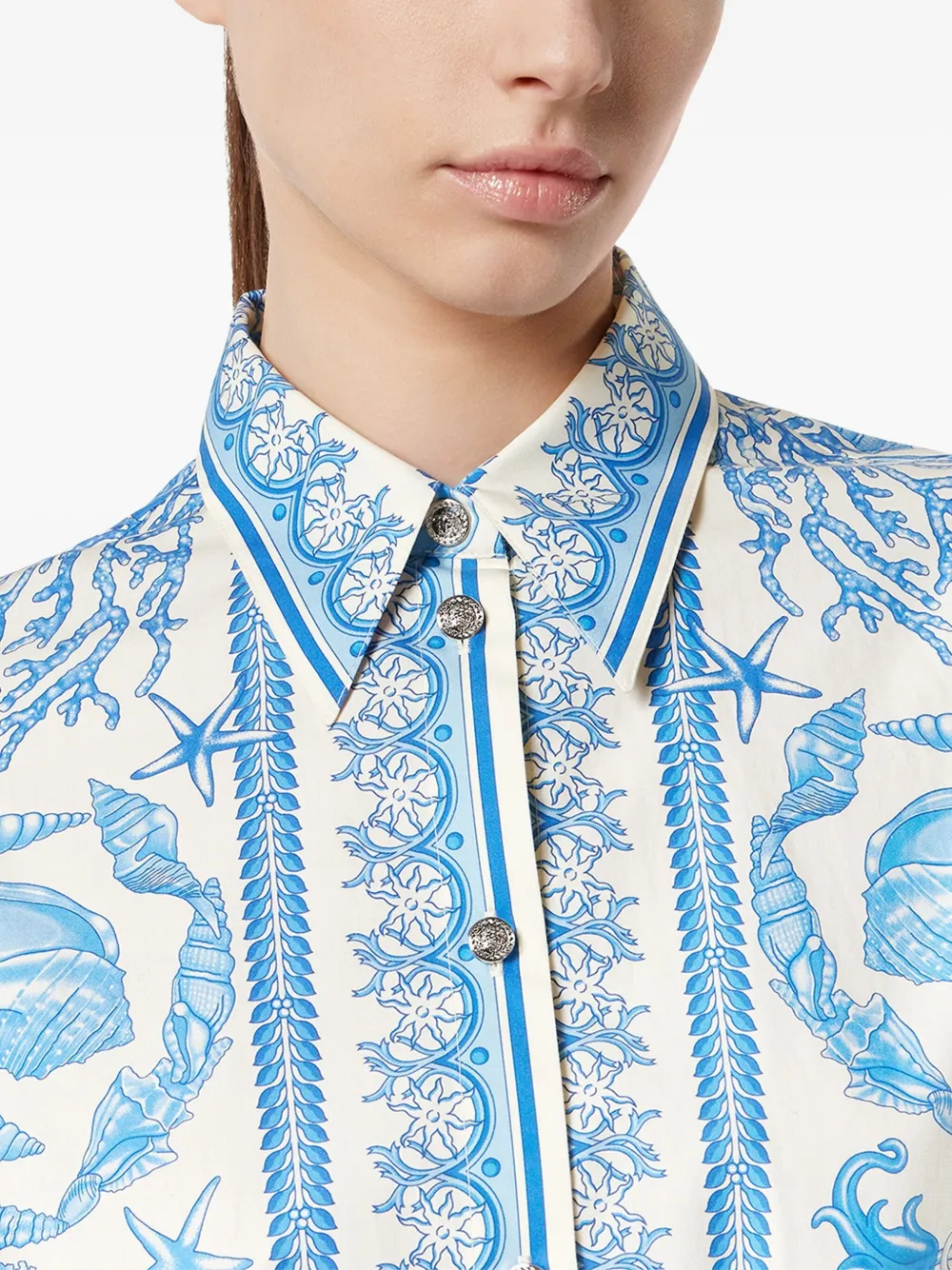 Versace Underwater Barocco blousejurk Blauw