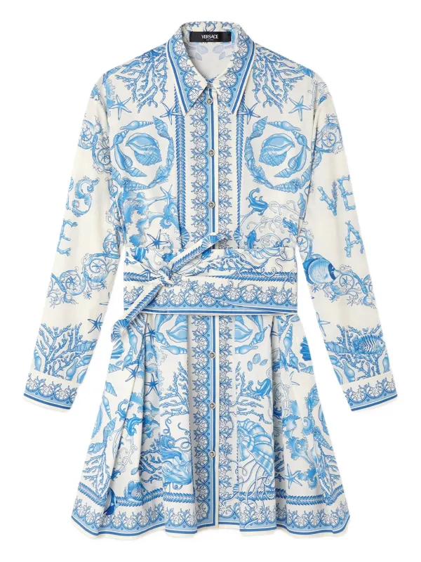 Versace Underwater Barocco Shirt Dress | Blue | FARFETCH Versace Underwater Barocco Shirt Dress | Blue | FARFETCH