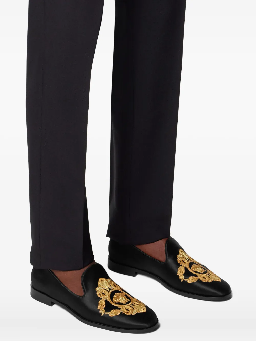 Versace Medusa Head embroidered loafers Black