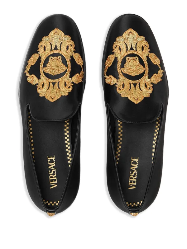 Versace Medusa Head Embroidered Loafers | Black | FARFETCH display picture 2