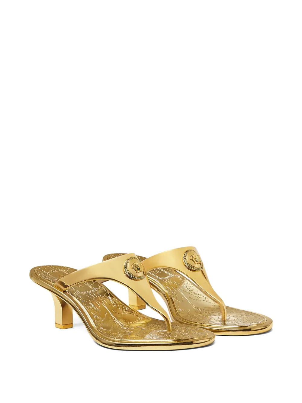Versace 55mm Alia metallic mules Gold
