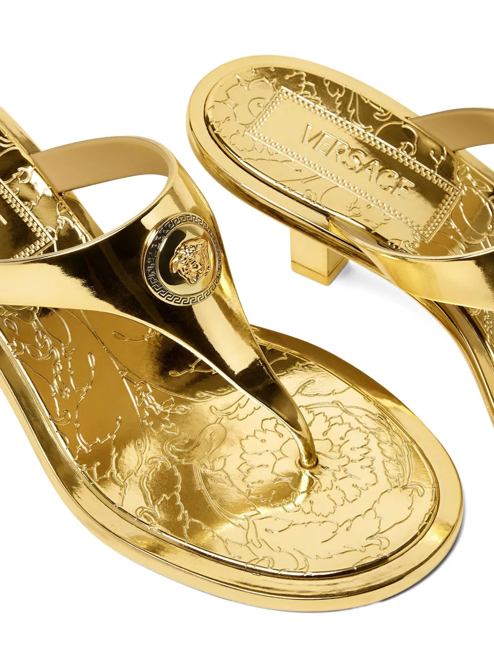 Versace 55mm Alia metallic mules Gold